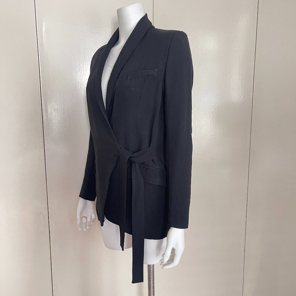 IRO DACHSIE BLACK SIDE TIE WRAP BLAZER JACKET PS $649 - Picture 3 of 14